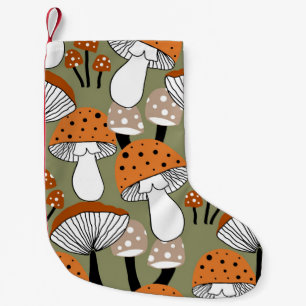 Abstract Hand Drawing Colourful Mushrooms Repeatin Small Christmas Stocking