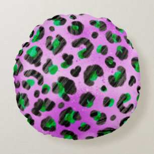 Abstract Hand Drawing Furry Brush Strokes Seamless Round Pillow