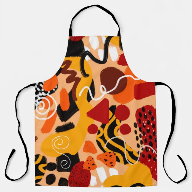Abstract Hand Drawing Geometric Shapes Brush Strok Apron (Front)