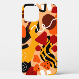 Abstract Hand Drawing Geometric Shapes Brush Strok iPhone 12 Case
