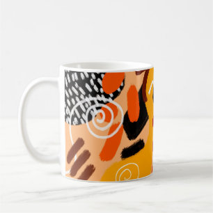 Abstract Hand Drawing Geometric Shapes Brush Strok Coffee Mug