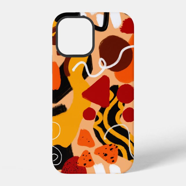 Abstract Hand Drawing Geometric Shapes Brush Strok iPhone Case (Back)