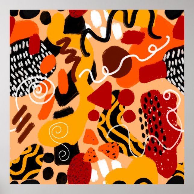Abstract Hand Drawing Geometric Shapes Brush Strok Poster (Front)