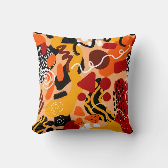Abstract Hand Drawing Geometric Shapes Brush Strok Throw Pillow (Front)