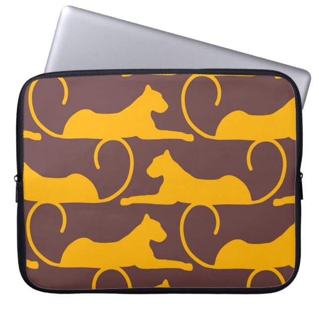 Abstract Hand Drawing Leopard Cheetah Panther Cat  Laptop Sleeve (Front)