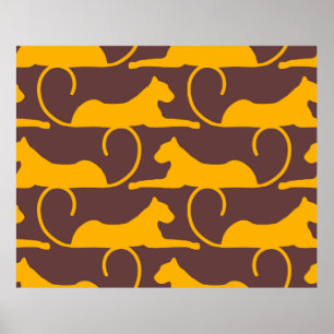 Abstract Hand Drawing Leopard Cheetah Panther Cat  Poster