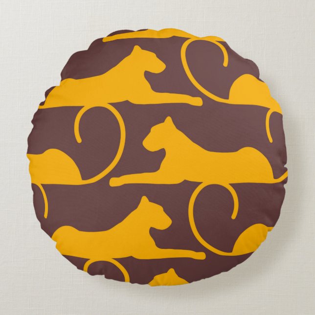 Abstract Hand Drawing Leopard Cheetah Panther Cat  Round Pillow (Front)