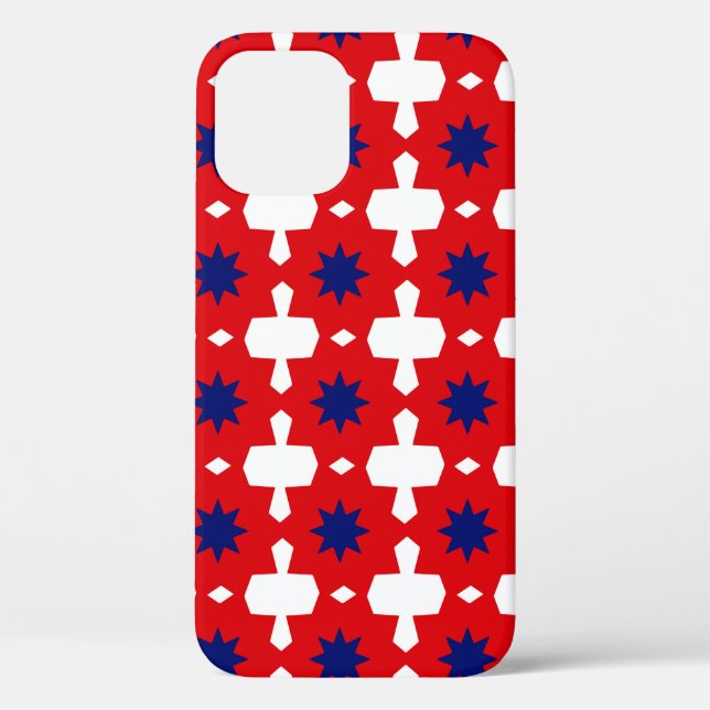 Abstract Hand Drawing Retro 70s Geometric Tile Cer Case-Mate iPhone Case (Back)