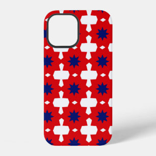 Abstract Hand Drawing Retro 70s Geometric Tile Cer iPhone 12 Case