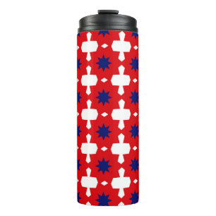 Abstract Hand Drawing Retro 70s Geometric Tile Cer Thermal Tumbler