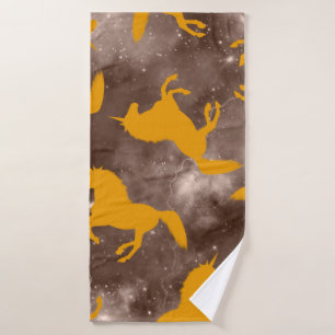 Abstract Hand Drawing Unicorn Horses Seamless Patt Bath Towel