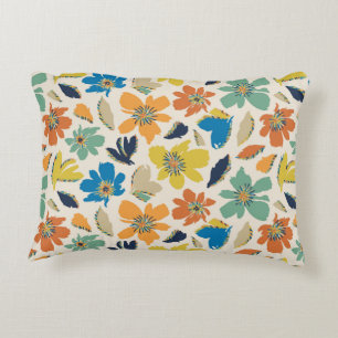 Abstract Hand-Drawn Boho Floral Pattern Accent Pillow