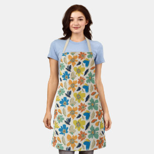 Abstract Hand-Drawn Boho Floral Pattern Apron
