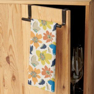 Abstract Hand-Drawn Boho Floral Pattern Kitchen Towel