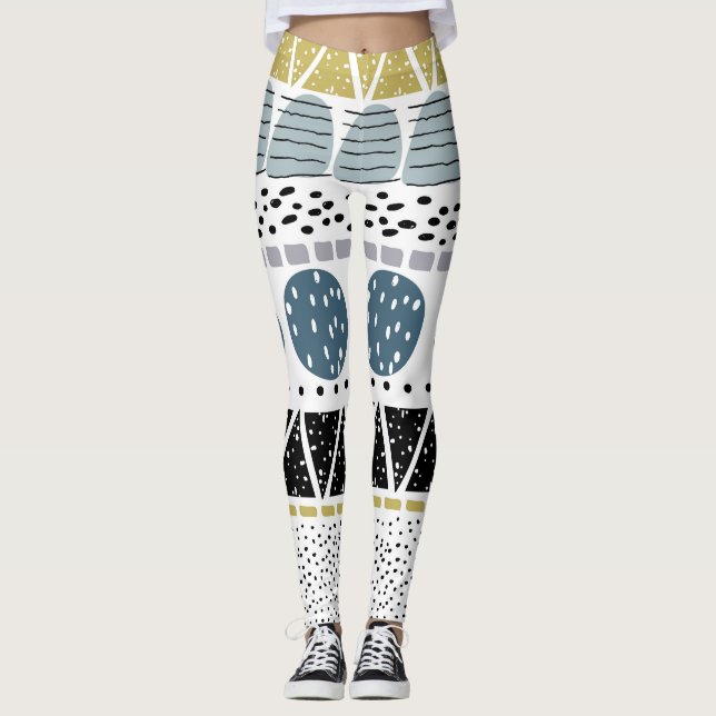 Abstract hand drawn, creative vintage texture. leggings (Front)