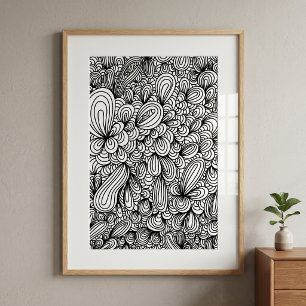 Abstract Hand Drawn Doodle Art Colouring Page Poster