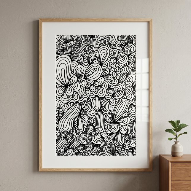 Abstract Hand Drawn Doodle Art Colouring Page  Poster (Creator Uploaded)