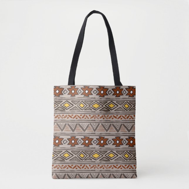 Abstract hand-drawn ethnic pattern tote bag (Front)
