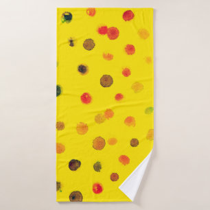 Abstract hand drawn image with multicolor dots on bath towel
