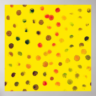 Abstract hand drawn image with multicolor dots on poster