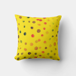 Abstract hand drawn image with multicolor dots on throw pillow