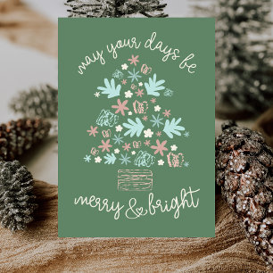 Abstract Hand drawn Pastels Whimsical Christmas Holiday Card