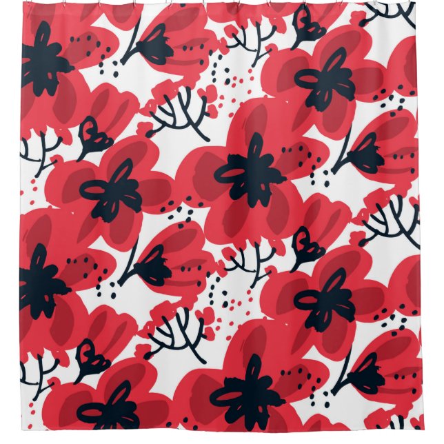Abstract hand drawn red flowers seamless pattern (Front)