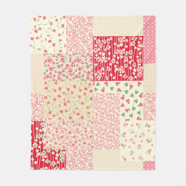 abstract hand drawn seamless patchwork pattern wit fleece blanket (Front)