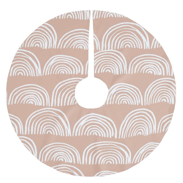 Abstract hand-drawn seamless pattern. brushed polyester tree skirt (Front)