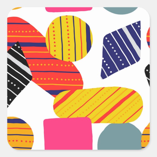 Abstract hand drawn, stylish pattern. square sticker (Front)