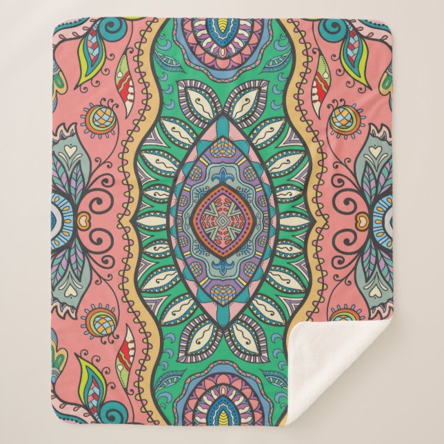 Abstract Hand-Drawn Tribal Pattern. Sherpa Blanket (Front)