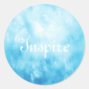 Abstract Hand Drawn Watercolor Background: Blue Classic Round Sticker