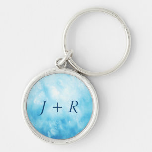 Abstract Hand Drawn Watercolor Background: Blue Keychain