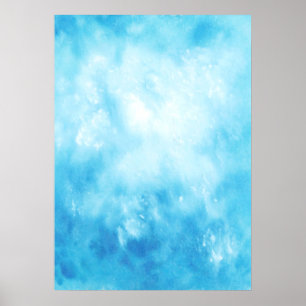 Abstract Hand Drawn Watercolor Background: Blue Poster