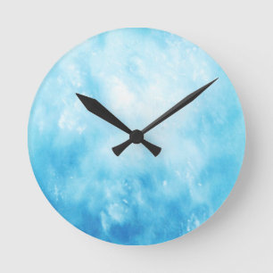 Abstract Hand Drawn Watercolor Background: Blue Round Clock