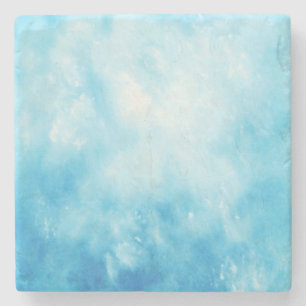 Abstract Hand Drawn Watercolor Background: Blue Stone Coaster