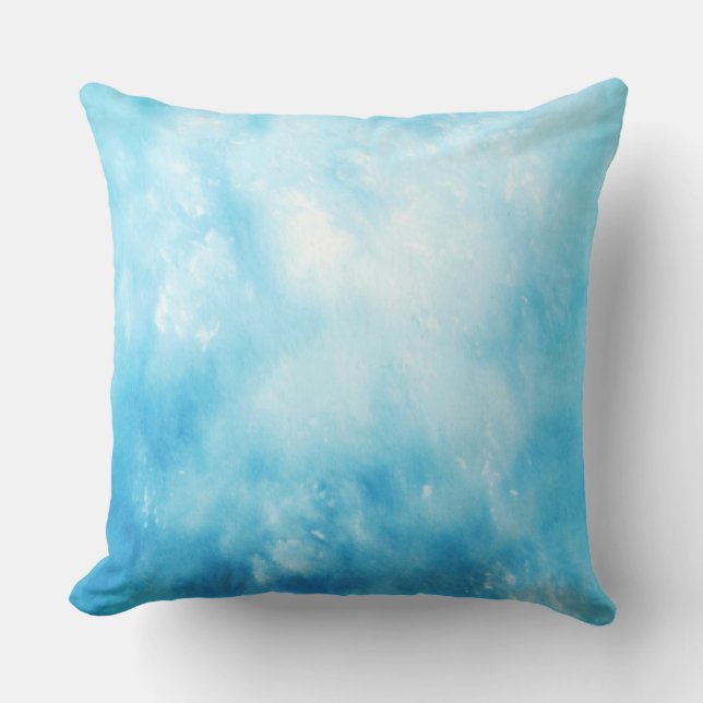 Abstract Hand Drawn Watercolor Background: Blue Throw Pillow (Front)