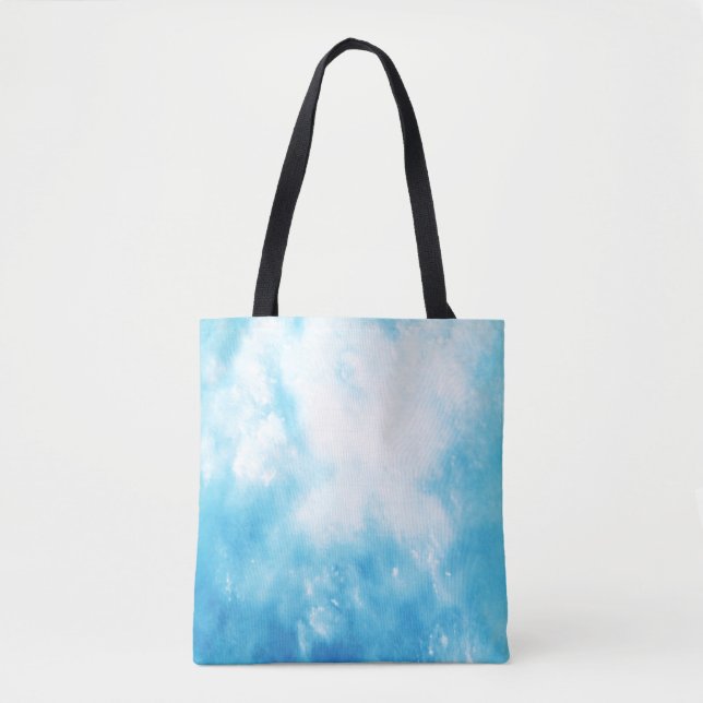 Abstract Hand Drawn Watercolor Background: Blue Tote Bag (Front)