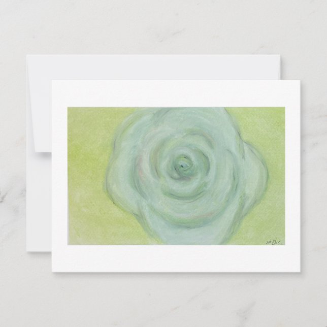 Abstract hand-drawn White Rose Flat Card (Front)