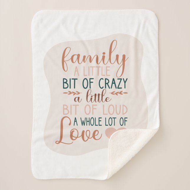 Abstract Hand Lettered Terracotta Family Quote Sherpa Blanket (Front)