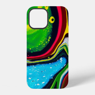 Abstract hand painted background, liquid acrylic p iPhone 12 case