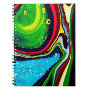 Abstract hand painted background, liquid acrylic p notebook
