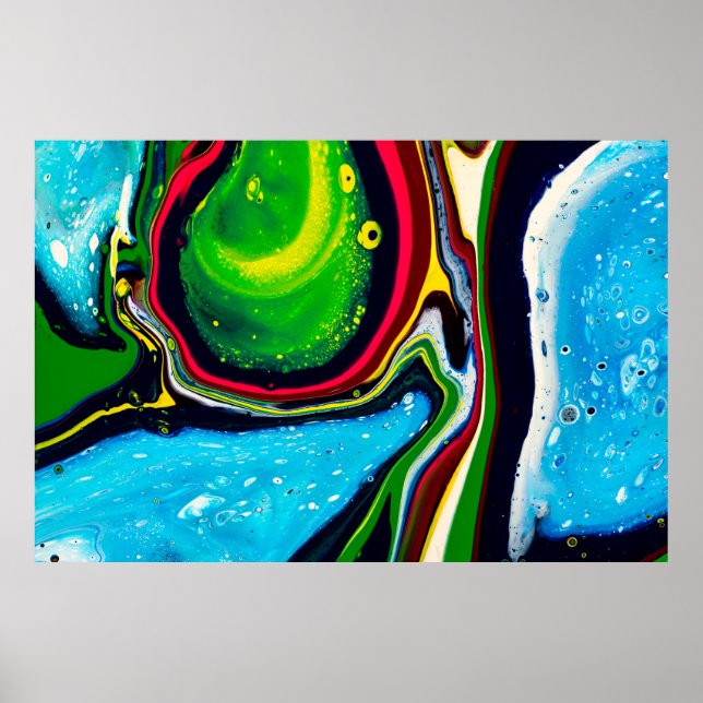 Abstract hand painted background, liquid acrylic p poster (Front)