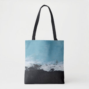 Abstract hand painted landscape tote bag