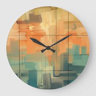 Abstract Hand-Painted Modern Art Canvas Contempo Large Clock