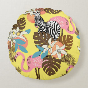 Abstract hand painted seamless animal background.  round pillow