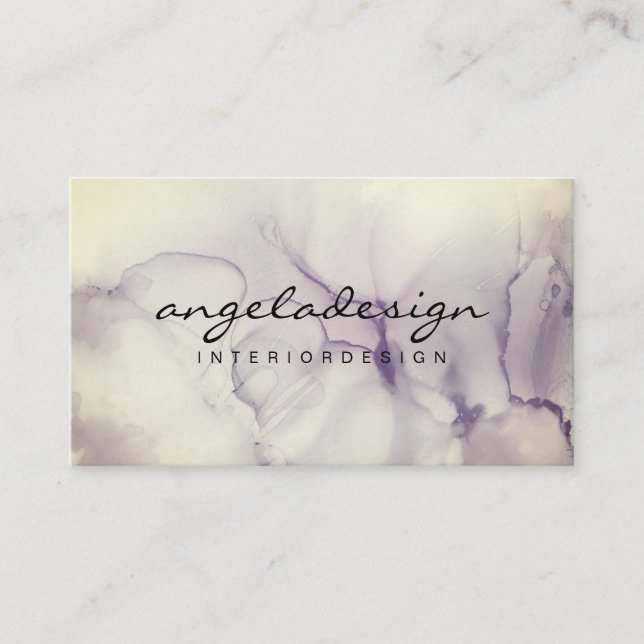 Abstract Hand Painted Wet Watercolor Ombre Splash Business Card (Front)