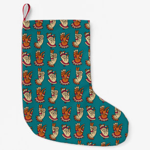 Abstract Hand Print: Vintage Impression Art Small Christmas Stocking