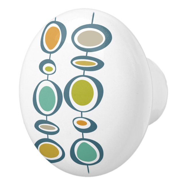 Abstract Hanging Circles Mid Century Modern Ceramic Knob (Right)