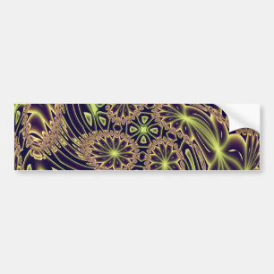 Abstract Happy Dance Neon Gold Fractal Art Bumper Sticker